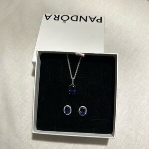 Pandora Royal Blue Sparkling Statement Necklace & Earring Set